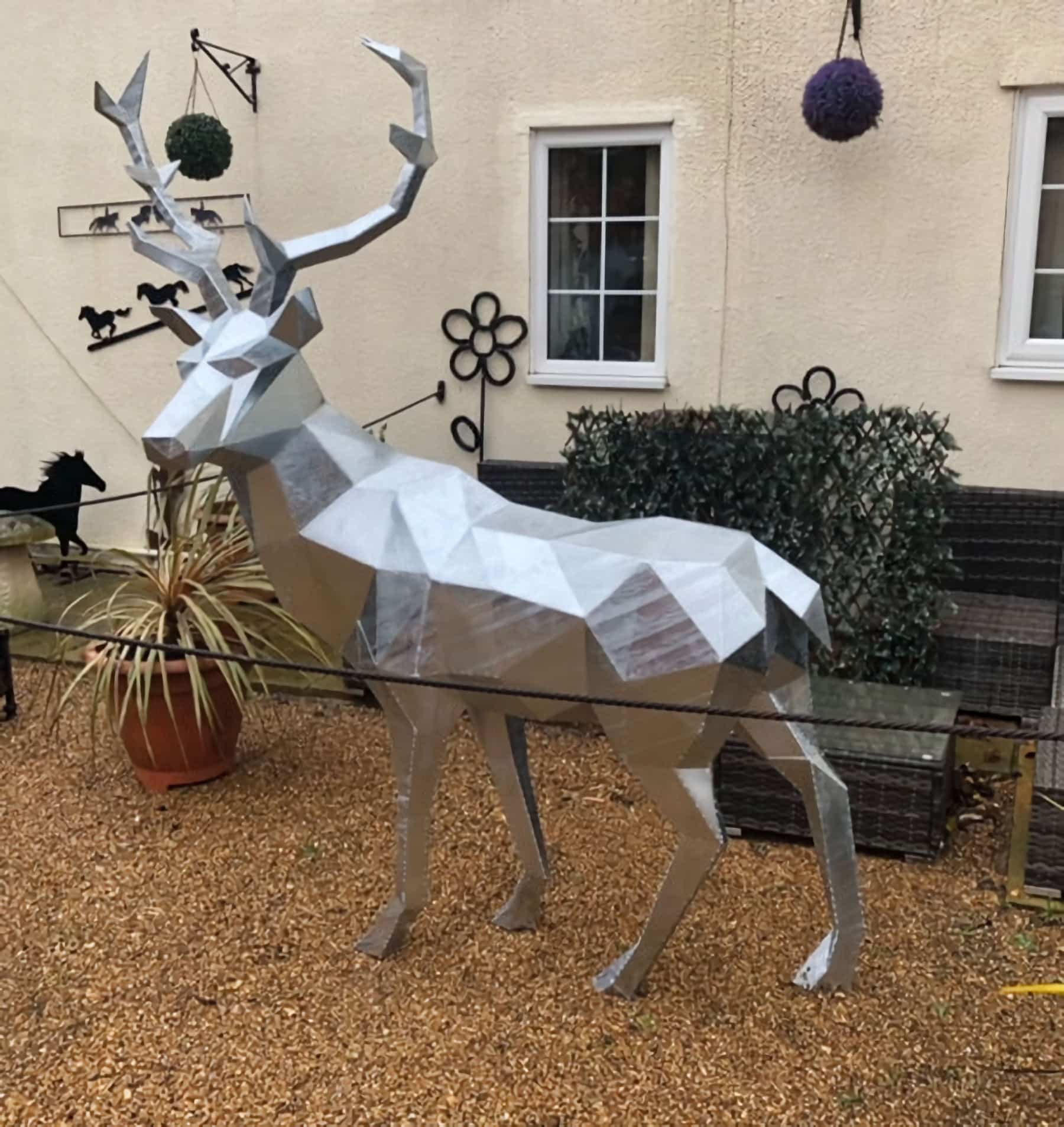 Galvanised sculpture of a stag