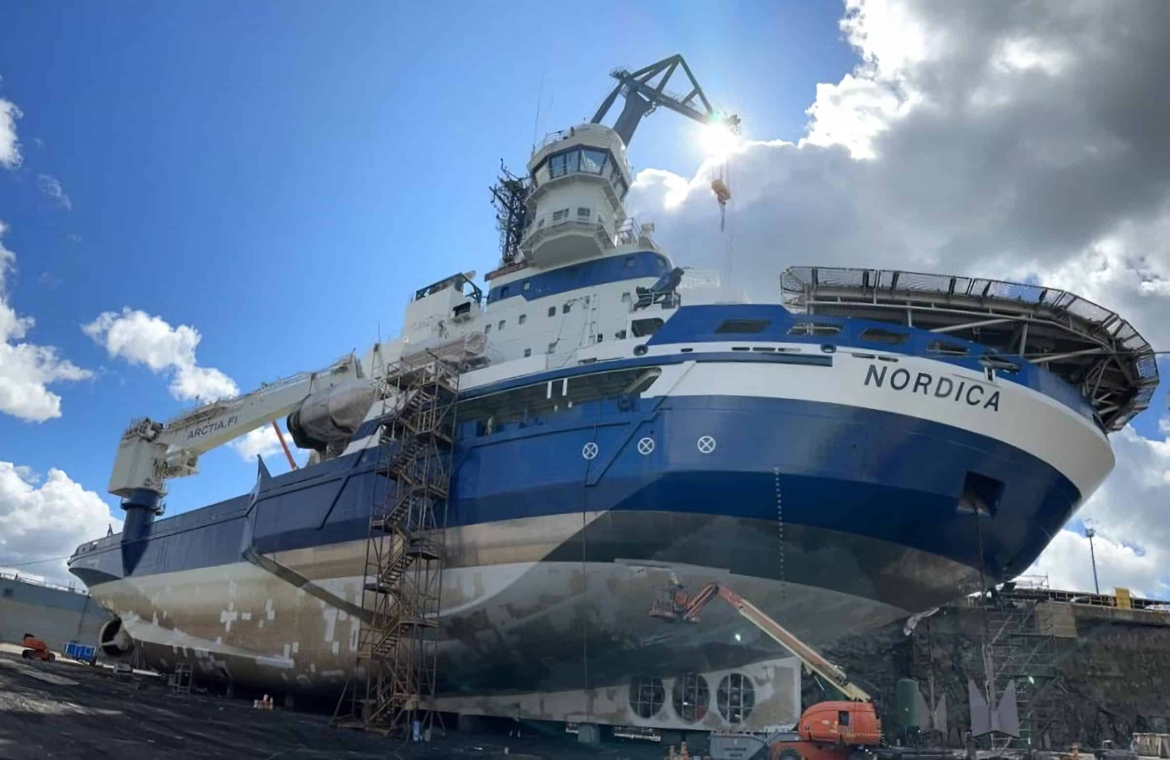 MSV Nordica underwent drydocking maintenance at the Turku Repair Yard