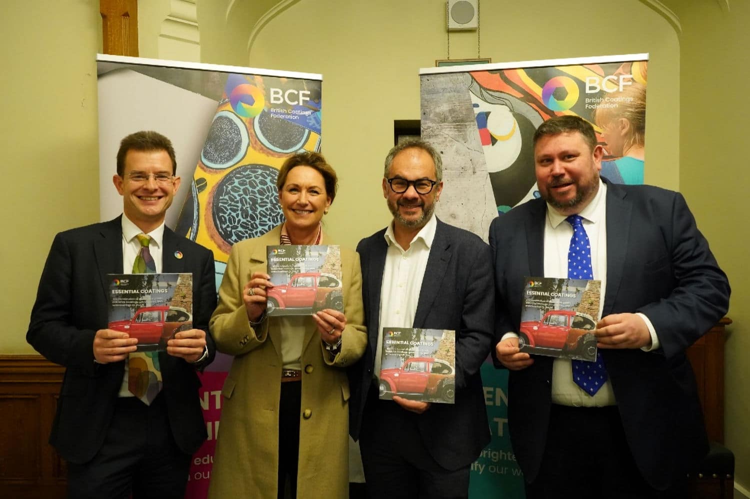 BCF CEO Tom Bowtell, BCF President Sharon Harte, Reception Sponsor Paul Scully MP and BCF Public Affairs Manager David Park at the House of Commons reception