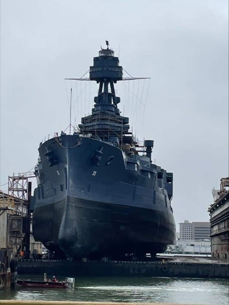 The Battleship Texas after repainting and before being refloated