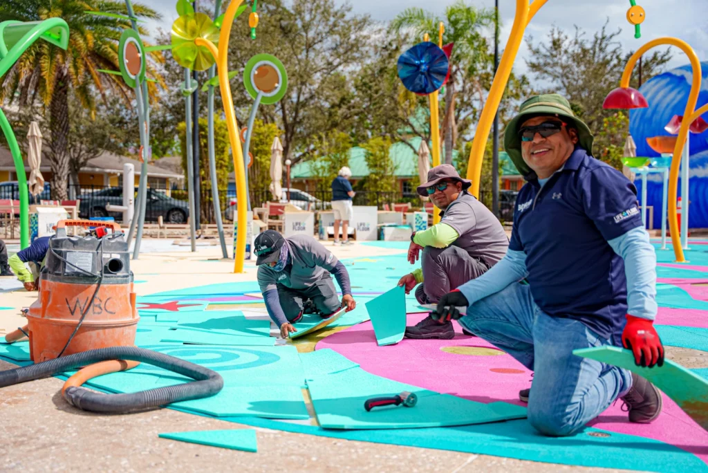 The Life Floor product being installed at Give Kids The World Village