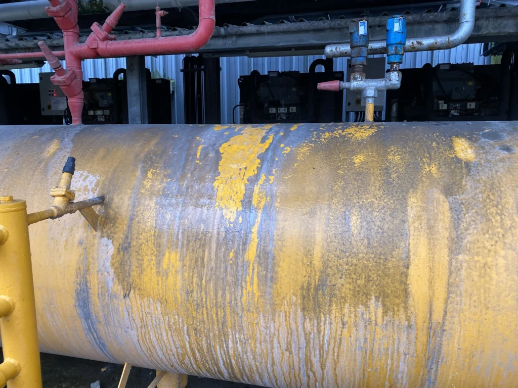 Corrosion on a pressure vessel in Yorkshire, UK 